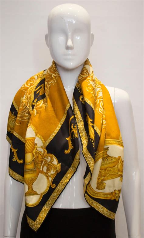 versace 100 silk scarf hand rolled 35 x 35|Versace scarf price.